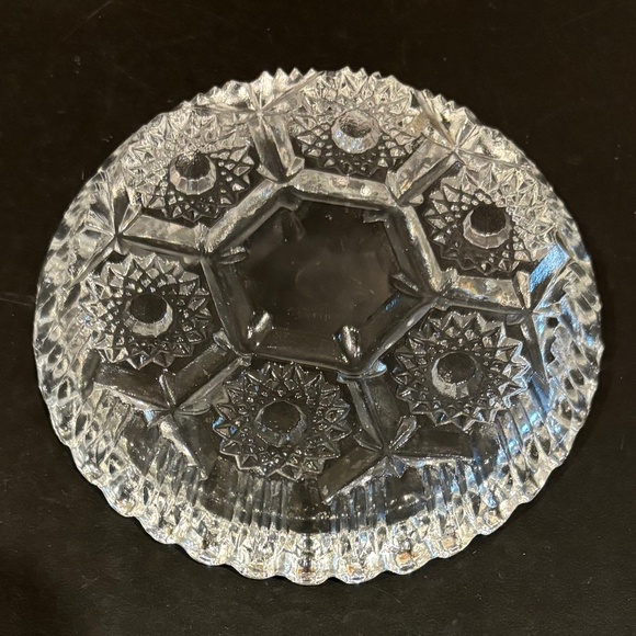 Vgt MCM Action Industries Hobstar Pressed Glass Individual Relish Dish - Picture 4 of 4